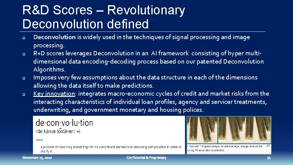 R&D Scores – Revolutionary Deconvolution defined q q Deconvolution is widely used in the