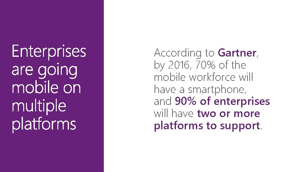 According to Gartner, by 2016, 70% of the mobile workforce will have a smartphone,