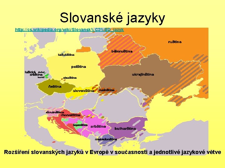 Slovanské jazyky http: //cs. wikipedia. org/wiki/Slovansk%C 3%BD_jazyk Rozšíření slovanských jazyků v Evropě v současnosti