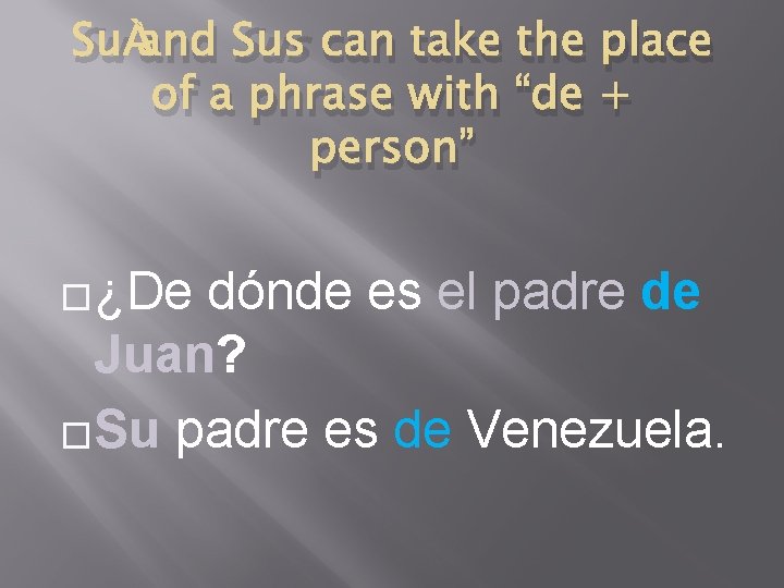 Su and Sus can take the place of a phrase with “de + person”