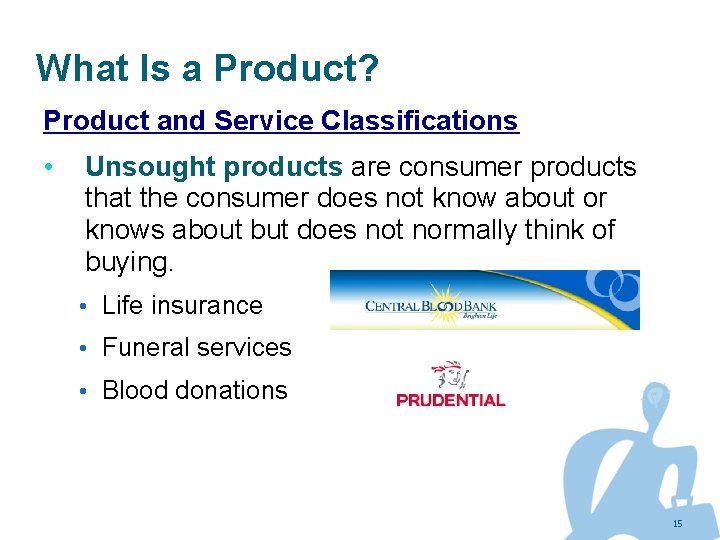 What Is a Product? Product and Service Classifications • Unsought products are consumer products