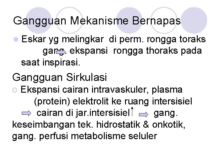 Gangguan Mekanisme Bernapas l Eskar yg melingkar di perm. rongga toraks gang. ekspansi rongga