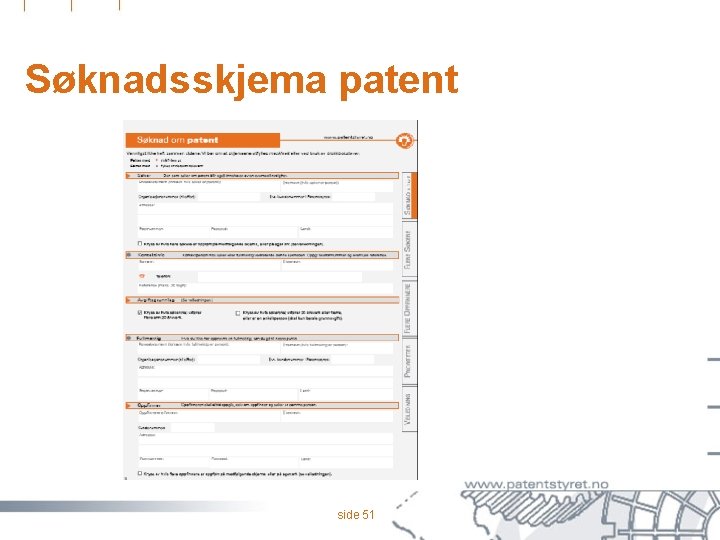 Søknadsskjema patent side 51 