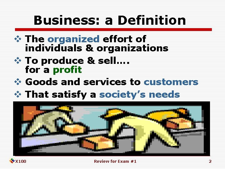 Business: a Definition The organized effort of individuals & organizations To produce & sell….