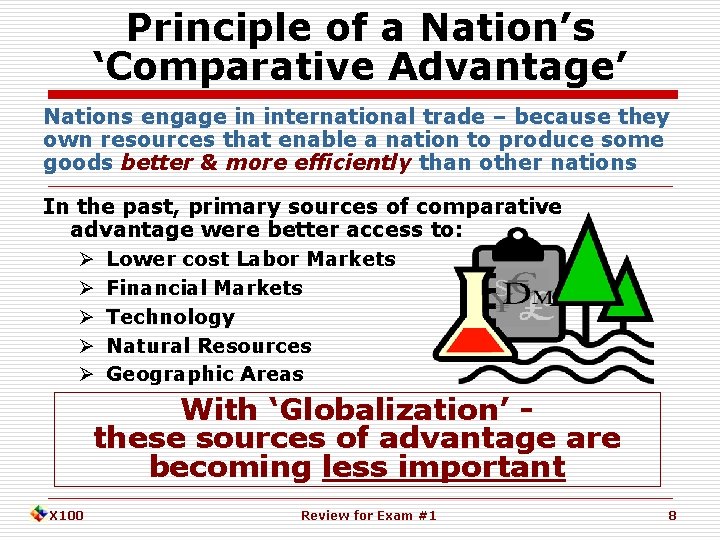 Principle of a Nation’s ‘Comparative Advantage’ Nations engage in international trade – because they