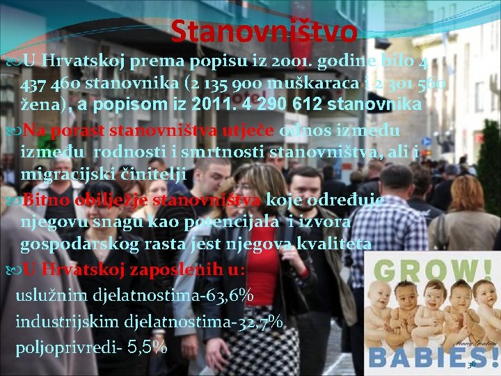 Stanovništvo U Hrvatskoj prema popisu iz 2001. godine bilo 4 437 460 stanovnika (2