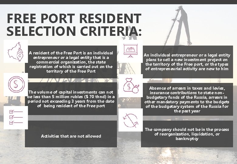 FREE PORT RESIDENT SELECTION CRITERIA: A resident of the Free Port is an individual