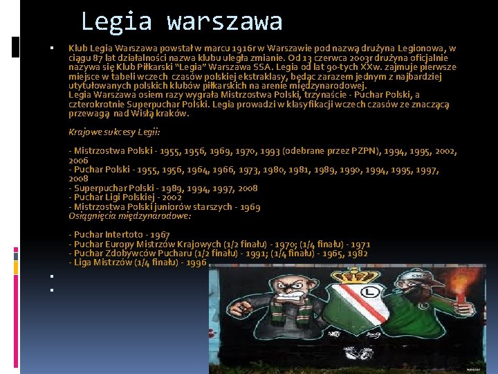 Legia warszawa Klub Legia Warszawa powstał w marcu 1916 r w Warszawie pod nazwą