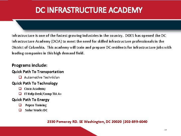 DC INFRASTRUCTURE ACADEMY Infrastructure is one of the fastest growing industries in the country.