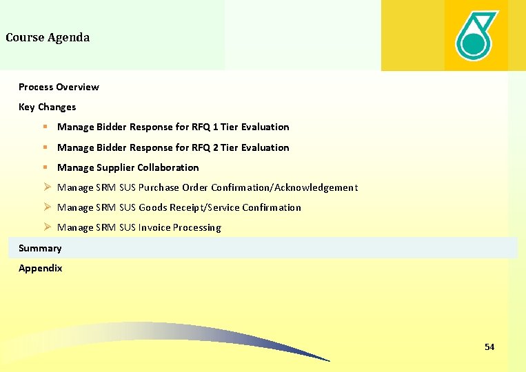 Course Agenda Process Overview Key Changes § Manage Bidder Response for RFQ 1 Tier