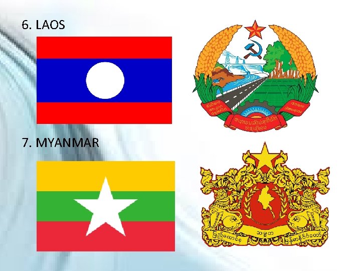 6. LAOS 7. MYANMAR 