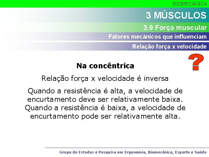 BIOMEC NICA 3 MÚSCULOS 3. 9 Força muscular Fatores mecânicos que influenciam Relação força