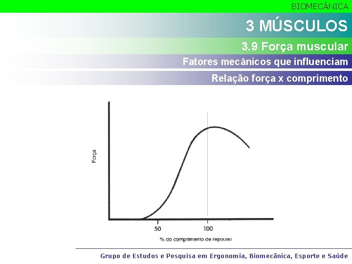 BIOMEC NICA 3 MÚSCULOS 3. 9 Força muscular Fatores mecânicos que influenciam Relação força