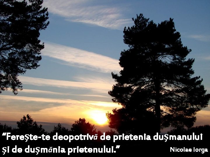 “Fereşte-te deopotrivă de prietenia duşmanului Nicolae Iorga şi de duşmănia prietenului. ” 