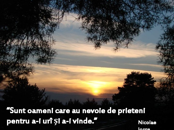 “Sunt oameni care au nevoie de prieteni pentru a-i urî şi a-i vinde. ”