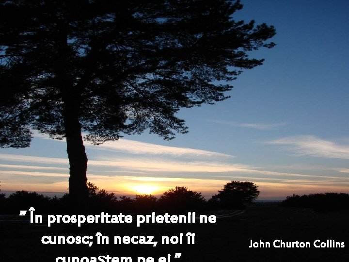 ” În prosperitate prietenii ne cunosc; în necaz, noi îi John Churton Collins 