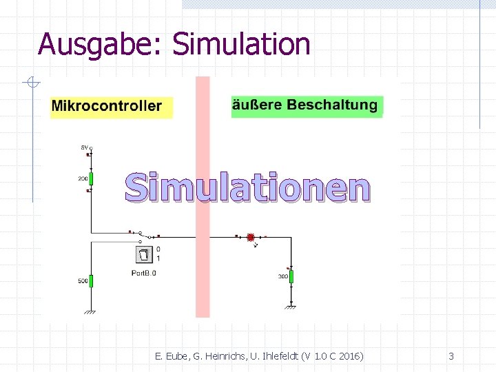 Ausgabe: Simulationen E. Eube, G. Heinrichs, U. Ihlefeldt (V 1. 0 C 2016) 3