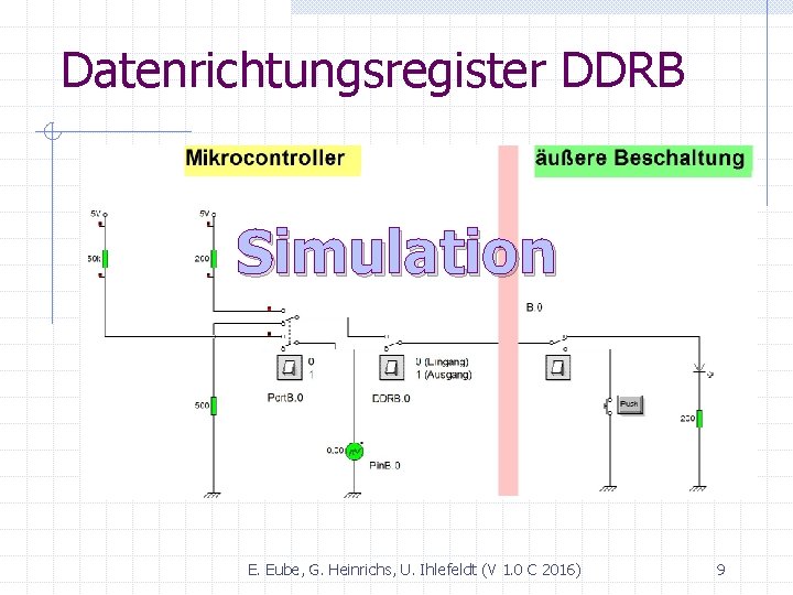 Datenrichtungsregister DDRB Simulation E. Eube, G. Heinrichs, U. Ihlefeldt (V 1. 0 C 2016)
