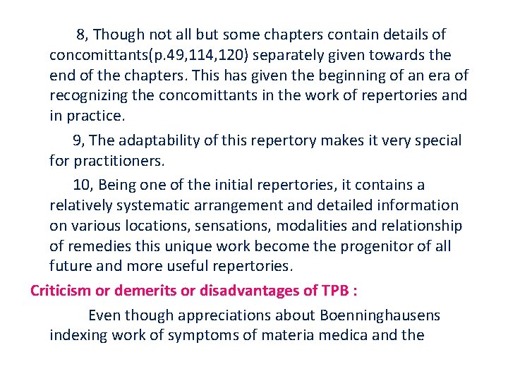 8, Though not all but some chapters contain details of concomittants(p. 49, 114, 120)