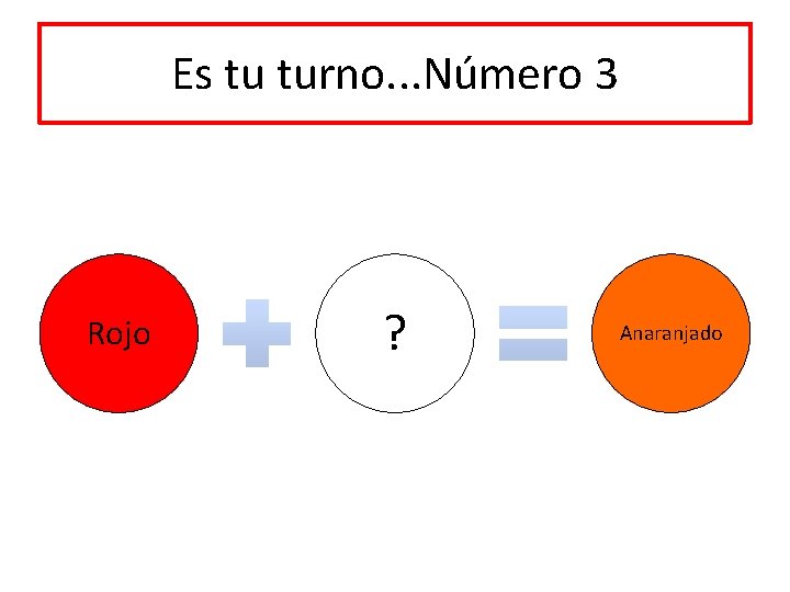 Es tu turno. . . Número 3 Rojo ? Anaranjado 