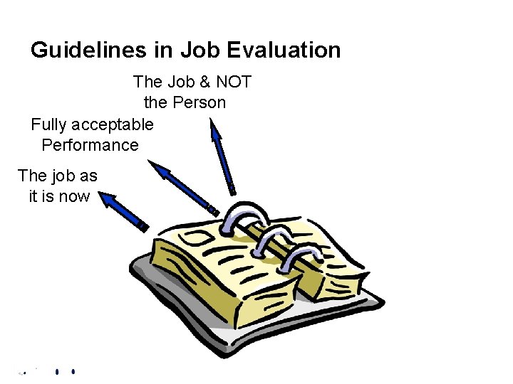 Guidelines in Job Evaluation The Job & NOT the Person Fully acceptable Performance The