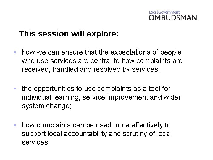 This session will explore: • how we can ensure that the expectations of people