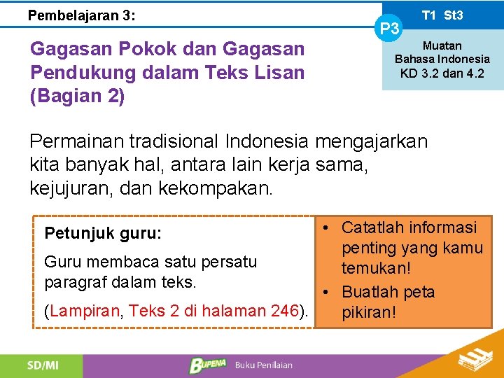 Pembelajaran 3: Gagasan Pokok dan Gagasan Pendukung dalam Teks Lisan (Bagian 2) P 3