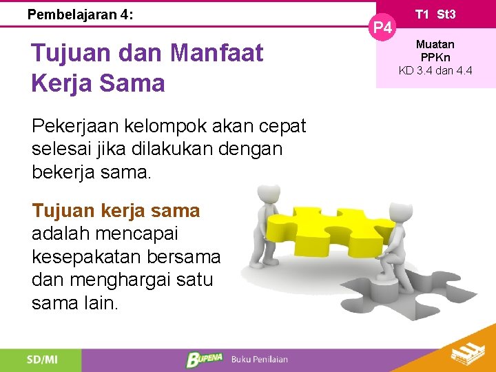 Pembelajaran 4: Tujuan dan Manfaat Kerja Sama Pekerjaan kelompok akan cepat selesai jika dilakukan