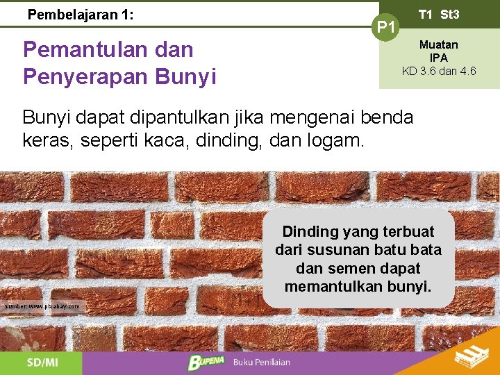 Pembelajaran 1: Pemantulan dan Penyerapan Bunyi P 1 T 1 St 3 Muatan IPA