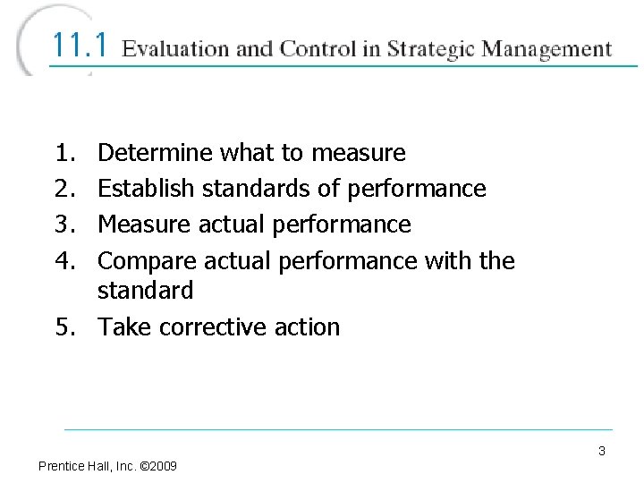1. 2. 3. 4. Determine what to measure Establish standards of performance Measure actual