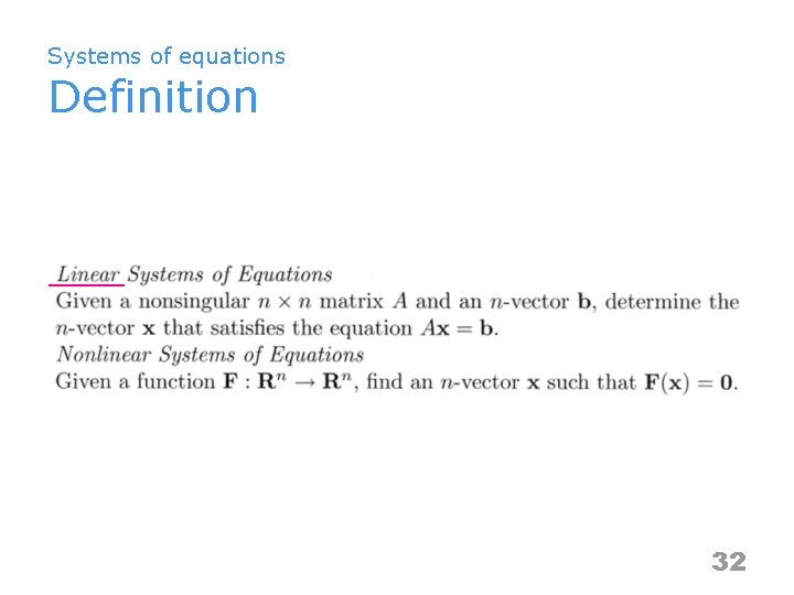 Systems of equations Definition 32 