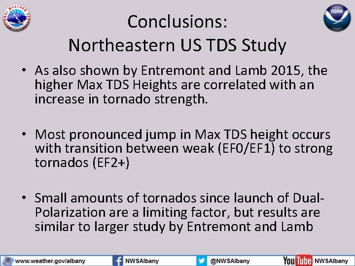 Conclusions: Northeastern US TDS Study • As also shown by Entremont and Lamb 2015,