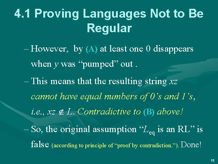 4. 1 Proving Languages Not to Be Regular – However, by (A) at least