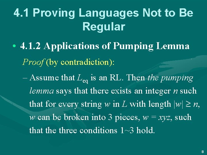 4. 1 Proving Languages Not to Be Regular • 4. 1. 2 Applications of