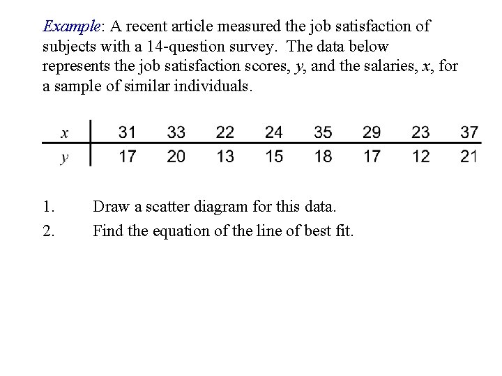 Example: A recent article measured the job satisfaction of subjects with a 14 -question