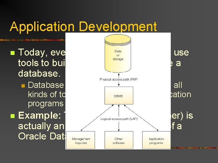 Application Development n Today, even non-technical staff can use tools to build little programs Application Development n Today, even non-technical staff can use tools to build little programs