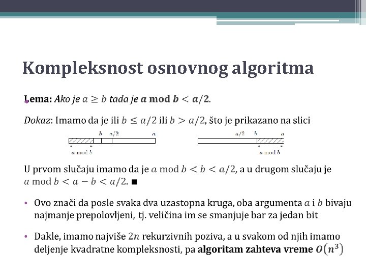 Kompleksnost osnovnog algoritma • 