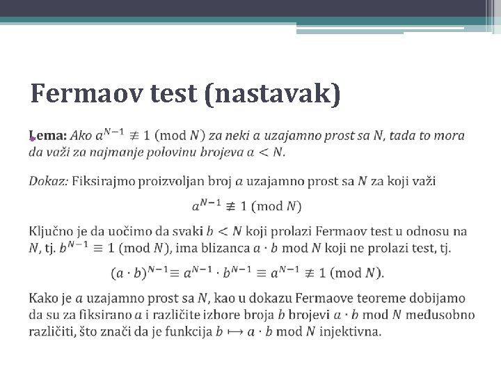 Fermaov test (nastavak) • 