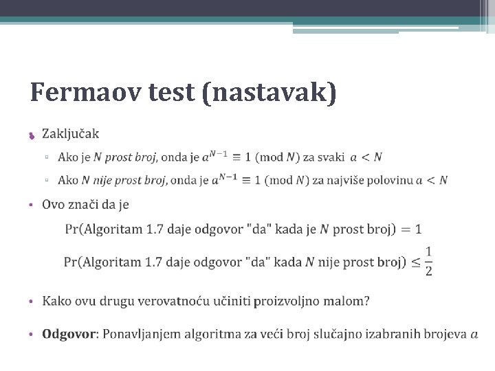Fermaov test (nastavak) • 