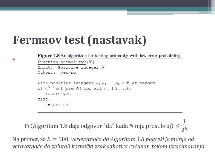 Fermaov test (nastavak) • 