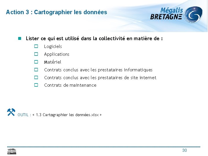 Action 3 : Cartographier les données n Lister ce qui est utilisé dans la