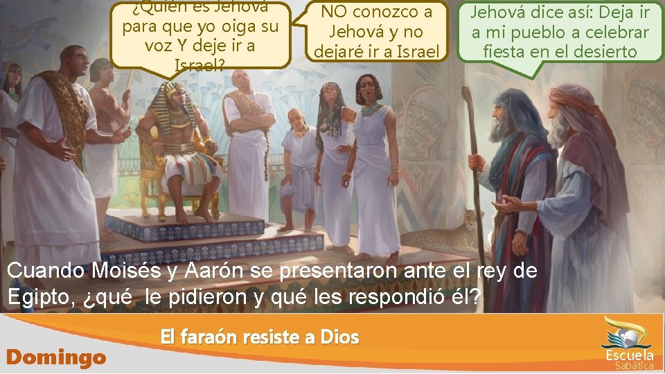 ¿Quién es Jehová para que yo oiga su voz Y deje ir a Israel?