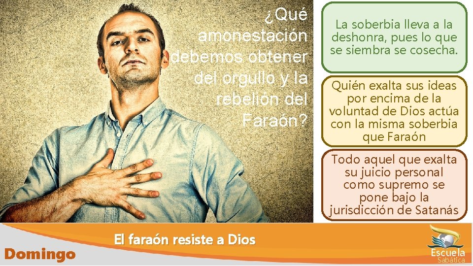 ¿Qué amonestación debemos obtener del orgullo y la rebelión del Faraón? La soberbia lleva