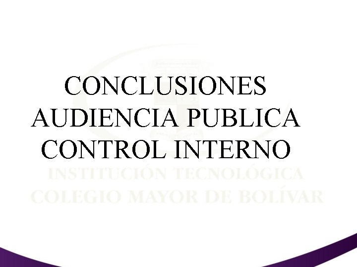 CONCLUSIONES AUDIENCIA PUBLICA CONTROL INTERNO 