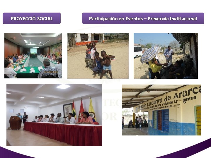 PROYECCIÓ SOCIAL Participación en Eventos – Presencia Institucional 