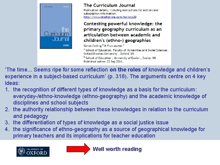 ‘The time. . . Seems ripe for some reflection on the roles of knowledge
