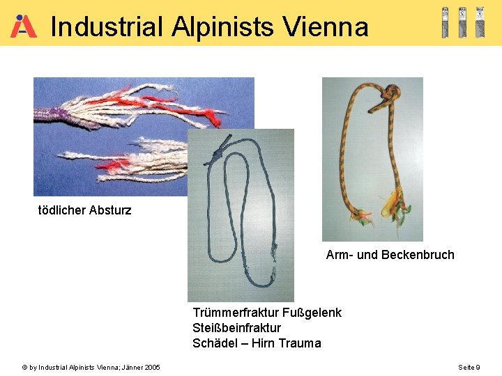 Industrial Alpinists Vienna tödlicher Absturz Arm- und Beckenbruch Trümmerfraktur Fußgelenk Steißbeinfraktur Schädel – Hirn