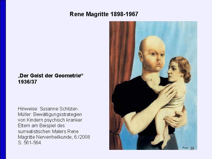 Rene Magritte 1898 -1967 „Der Geist der Geometrie“ 1936/37 Hinweise: Susanne Schlüter. Müller: Bewältigungsstrategien