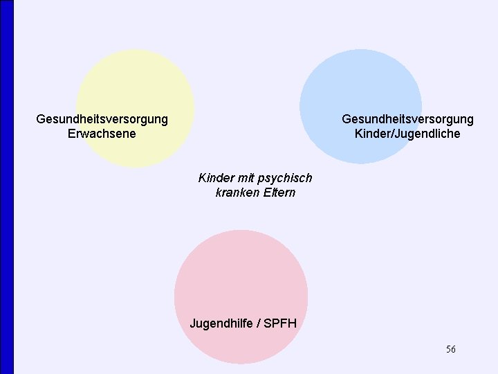 Gesundheitsversorgung Erwachsene Gesundheitsversorgung Kinder/Jugendliche Kinder mit psychisch kranken Eltern Jugendhilfe / SPFH 56 