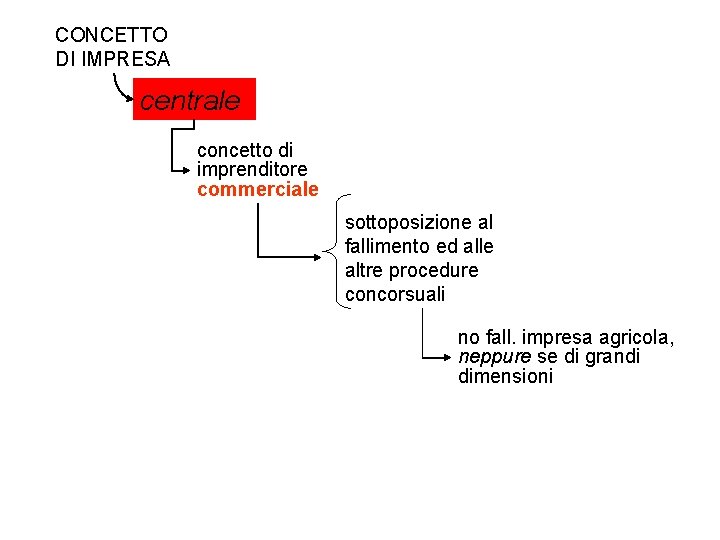 CONCETTO DI IMPRESA centrale concetto di imprenditore commerciale sottoposizione al fallimento ed alle altre